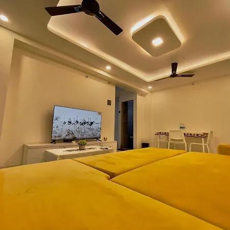Chic 2 Bhk With Balcony & Bold Yellow Lounge Powai Mumbai
