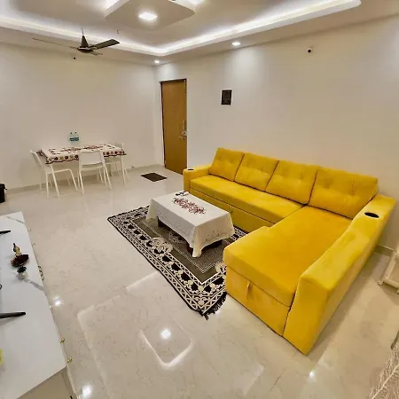 Chic 2 Bhk With Balcony & Bold Yellow Lounge Powai Apartment Mumbai